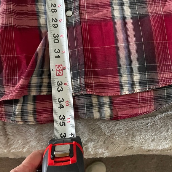 Plains western big man Plaid Shirt pearl snap button 2XL unstructured buttoned - Picture 4 of 6